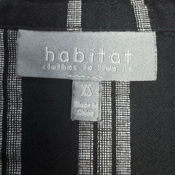 Habitat Clothes To Live In Womens Artsy Gauze Button Down Top XS Black Gray Boho - Picture 4 of 6
